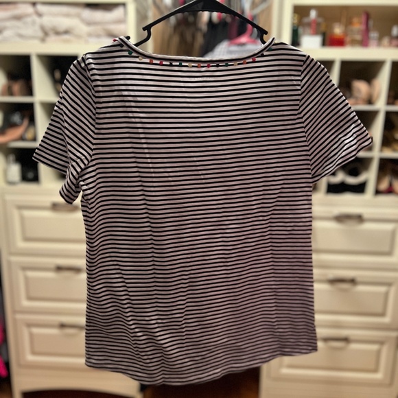 Talbots, Petite Size SP, black and white striped t-shirt - Picture 2 of 4